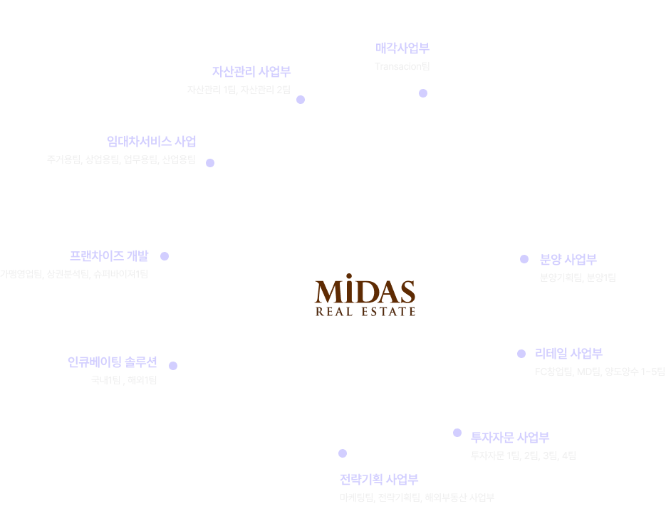 마이다스 Value Chain 조직 도식